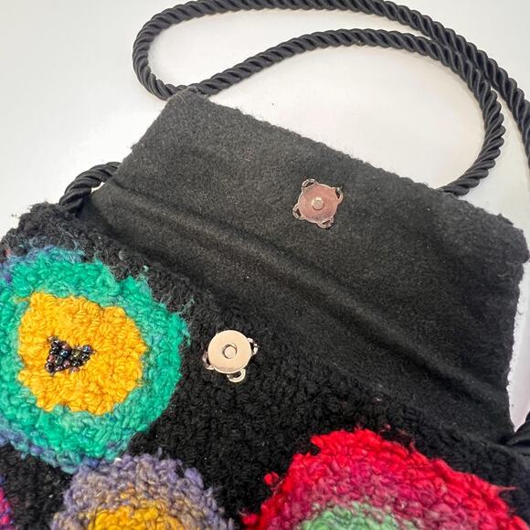 Vintage Handmade Punch Needle Purse – Beaded Shoulder Bag – 1970s Boho Clutch - Picture 8 of 9